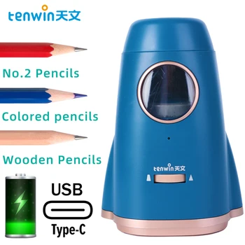 Перезаряжаемая точилка для карандашей Tenwin type-c Rocket электрическая точилка для карандашей 6-8 мм, канцелярские принадлежности для заточки карандашей для студентов