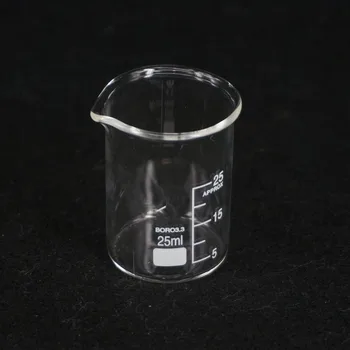 Химический лабораторный стакан низкой формы объемом 25 мл G3.3 из боросиликатного стекла с толстыми стенками