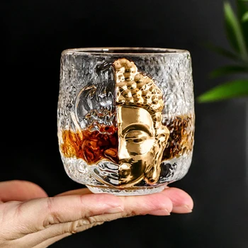 1 Шт 100 мл Китайский Чай Стеклянная Чашка Китайский Стиль Baijiu Подарочная Посуда Для Напитков Рюмки Прохладный Будда Дьявол Высокая Термостойкость