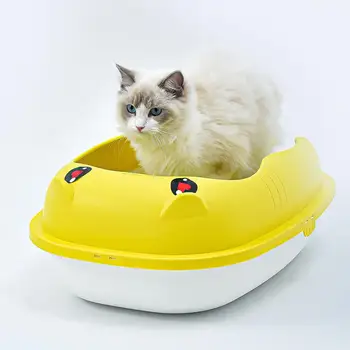 1 комплект Ящика для кошачьего туалета Полузакрытого большого пространства, Лоток для туалета для домашних кошек С лопаткой для мусора, принадлежности для домашних животных