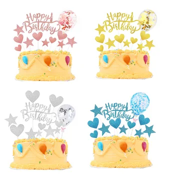 1 комплект золотых топперов для торта, украшение с Днем рождения для девочки, сделай сам, Конфетти, воздушный шар, декор для кексов, принадлежности для вечеринки, детский душ