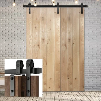 10-20-футовый комплект фурнитуры для раздвижных деревянных дверей сарая, направляющие для шкафа, ролики для двойной двери 3-6 метров