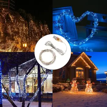 10 м 100 светодиодных гирлянд Водонепроницаемая сказочная звездная гирлянда с питанием от USB для наружного и внутреннего рождественского свадебного украшения