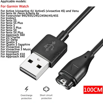 100 см USB Кабель Для Зарядки Garmin Fenix 6S 6 5 Plus 5X Vivoactive 3 Forerunner 945 935 245 255 Venu Зарядное Устройство Для Часов Garmin