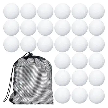 100 шт Тренировочный мяч для гольфа Полый мяч для гольфа Тренировочные мячи для гольфа с сетчатыми сумками для хранения на шнурке для тренировок