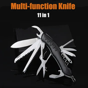 11 в 1 Многофункциональный Складной нож, Портативные армейские ножи из нержавеющей стали, карманный охотничий нож для выживания на открытом воздухе, инструмент для кемпинга