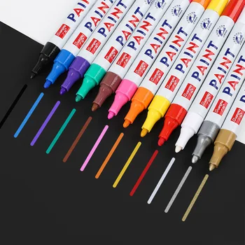 12 цветов Водонепроницаемая флуоресцентная ручка Маркер для автомобильных шин CD-диск с протектором, металлическая перманентная краска, маркер-граффити, масляные маркерные ручки