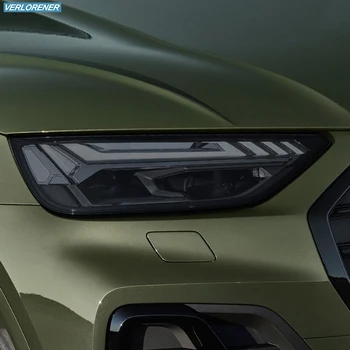 2 Шт Защитная Пленка Для Автомобильных Фар С Дымчато-Черным Оттенком, Виниловая Прозрачная Наклейка TPU Для Audi Q5 SQ5 Facelift 2021