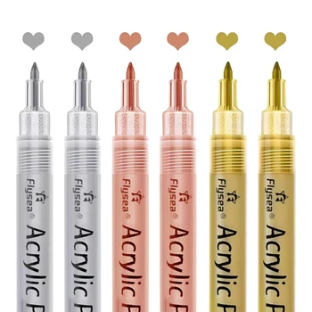 2 комплекта акриловых ручек для рисования - ручки для рисования золотом, серебром и розовым золотом, металлические маркеры, набор ручек для рисования металлом на водной основе