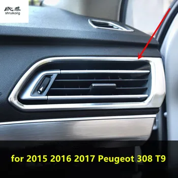 2 шт./лот, автомобильная наклейка из нержавеющей стали спереди с обеих сторон, выход для кондиционера, Декоративная крышка для 2015 2016 2017 Peugeot 308 T9