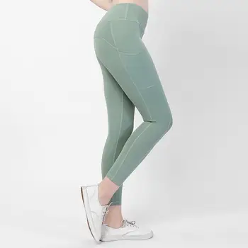 2019 Женские брюки для йоги, леггинсы, спортивные эластичные леггинсы для фитнеса, для тренировок, обтягивающие брюки для бега с высокой талией, женские Зелено-серые
