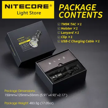 2022 NITECORE TM9K TAC 9800 Люмен Тактический Фонарик USB Перезаряжаемый Мощный Светодиодный Прожектор Супер Яркий, батарея 5000 мАч
