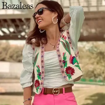 2023 Bazaleas Store Traf женское пальто в национальном стиле, верхняя одежда, жилет с цветочным принтом, куртка, Официальная одежда