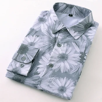 2023 Новые Весенне-Осенние Высококачественные Мужские Рубашки С Модным Принтом, Мужская Тонкая Рубашка с длинными рукавами, Рубашка Большого Размера для Мужчин на каждый день