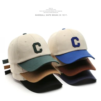 2023 Хлопковая бейсболка для женщин и мужчин Повседневная бейсболка-кепка с надписью C, шляпа с нашивкой, Летние солнцезащитные козырьки, кепки Унисекс