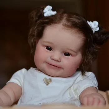 24-дюймовая Кукла Reborn Baby Doll Мэдди Девочка Малыш Мягкое Тело 100% ручной работы 3D Кожа с Видимыми Венами Коллекционная Художественная Кукла Подарок