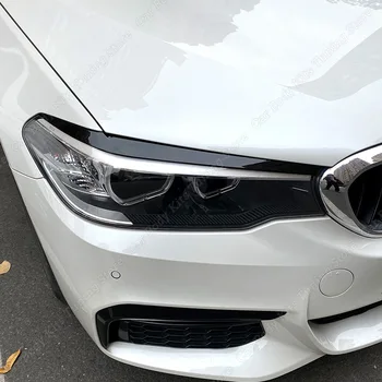 2шт ABS Глянцевая Злая Фара Веки Брови для BMW 5 Серии G30 G31 M5 520i 520d 525i 530i 530d 540i 2017-2021 3D Наклейки