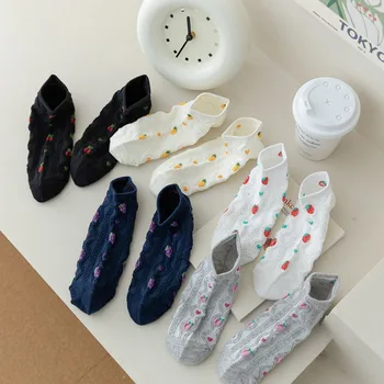3 Пары Весенне-летних носков с цветочным рисунком в стиле ретро в дворцовом стиле, кружевные Модные Милые дышащие Удобные Высококачественные хлопчатобумажные носки