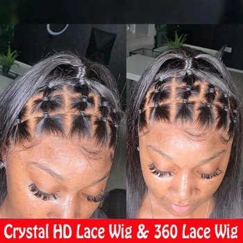 30-дюймовый HD 360 Полный парик из натуральных волос, Бразильский прямой Скальп, Предварительно выщипанный Парик из натуральных волос для женщин, Бесклеевая застежка