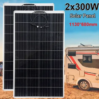 300 Вт 600 Вт Комплект Солнечных Панелей Зарядка для Батареи 12V PET Гибкие Солнечные Батареи Зарядное Устройство для Кемпинга Автомобиль Яхта RV Лодка Морской Дом На колесах