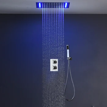 360x500 мм, Многоцветный Светодиодный Душевой набор, Встраиваемая душевая головка с термостатическим дождем, система ванной комнаты