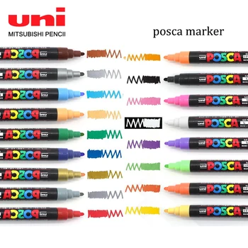 3шт Uni Posca Маркеры Ручки PC-3M Paint Pen 0,9 мм-1,3 мм Цветные Маркеры Для Рисования Манга Граффити Художественные Принадлежности Kawaii Канцелярские принадлежности