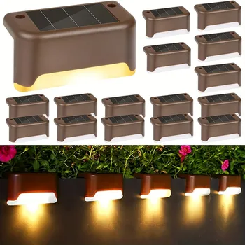 4 Комплекта светодиодных солнечных лестничных светильников Водонепроницаемый Проход Ограждение внутреннего двора Ступенька Ночник для наружных садовых бордюров Терраса