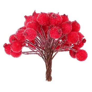 40шт Мини Рождественский декор из матовых фруктов и ягод Холли из искусственных цветов