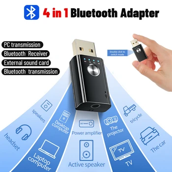 4в1 Беспроводной Bluetooth USB адаптер Беспроводной передатчик приемник Выход AUX RCA Bluetooth 5.1 для динамика ПК Ноутбук телевизор