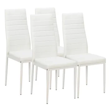 4шт элегантных собранных обеденных стульев с зачистной текстурой с высокой спинкой белого цвета [на складе в США]