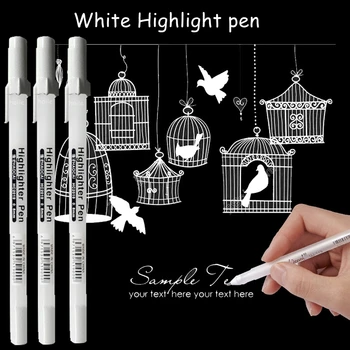 5 шт. Креативная гелевая ручка с белыми чернилами, маркер для подсветки, тонкий наконечник для рисования, письма, школьные канцелярские принадлежности