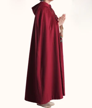 6 цветов унисекс Буддизм теплый плащ для медитации зимний буддийский халат мирянина дзен костюмы пальто аббата униформа монахини накидка шерстяная коричневый/серый/красный