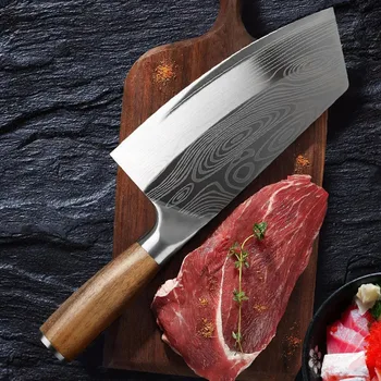 8-дюймовый кухонный нож из нержавеющей стали с деревянной ручкой, китайский нож, сверхмощные ножи шеф-повара для измельчения овощей, ножи для разделки мяса