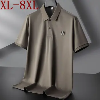 8XL 7XL 6XL 2023 Новая Брендовая Дизайнерская Свободная Рубашка Поло Мужская Летняя С Коротким Рукавом Модные Топы С Принтом Высококачественные Повседневные Мужские Рубашки