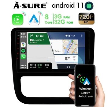 A-Sure 2 Din Android 11 Автомобильное Радио Беспроводной CarPlay 3 + 32 ГБ 8-Ядерный WIFI BT DSP GPS Навигация Для Volkswagen VW Scirocco 2008-2017