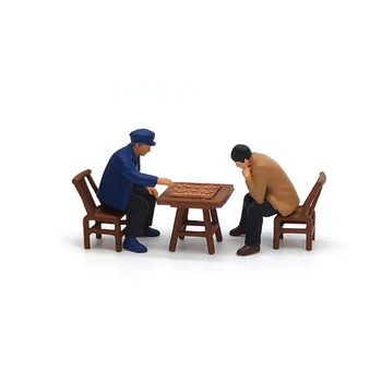 B0066 HO Двое людей играют в шахматы, Мыслительная сцена, Фигурка на песочном столе, подходящая модель, подарок для фанатов, мини-кукла, креативные игрушки в масштабе 1: 87