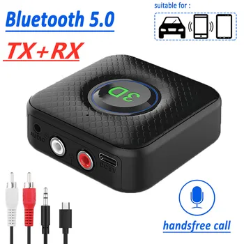 Bluetooth 5,0 Приемник Передатчик 3D Стерео AUX 3,5 мм 3,5 Разъем RCA Беспроводной Аудиоадаптер Ключ с Микрофоном для Телевизора ПК Автомобильный Динамик