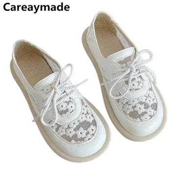 Careaymade-Пляжная обувь для отдыха на море, женская обувь в художественном стиле ретро, кружевные сетчатые балетки, повседневная тонкая дышащая крутая летняя обувь