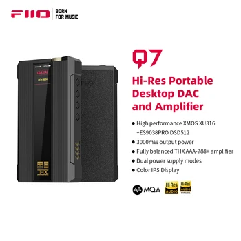 FiiO Q7 DSD512 MQA ES9038PRO Сбалансированный Портативный HiFi Настольный ЦАП/Усилитель для наушников с Усилителем thx AAA 788 +, Оптический/USB/Коаксиальный