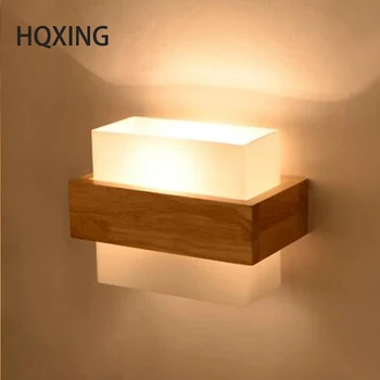 HQXING в стиле Северной Европы, деревянный светодиодный настенный светильник для домашнего освещения, настенное бра