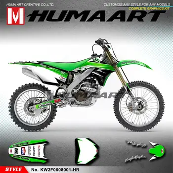HUMAART Персонализированные Наклейки MX Graphics Kit для KX250F KXF250 KXF 250 2006 2007 2008 Зеленый Белый