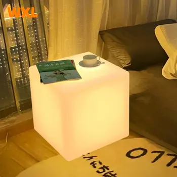 INS Романтический простой торшер Приставной столик с матовым контроллером 3-цветная светодиодная лампа Простая квадратная прикроватная тумбочка Диван в гостиной Угловой столик
