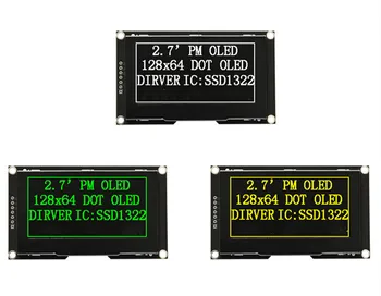 IPS 2,7-дюймовый 7PIN/30PIN Желтый / зеленый OLED-экранный модуль SSD1322 Drive IC SPI / параллельный интерфейс 128 * 64