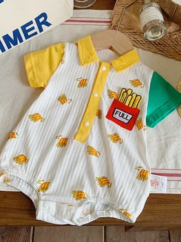 Jenny & Dave 2023, Летняя Новая одежда для мальчиков и девочек с контрастной вставкой и коротким рукавом для младенцев и детей младшего возраста Thin Co