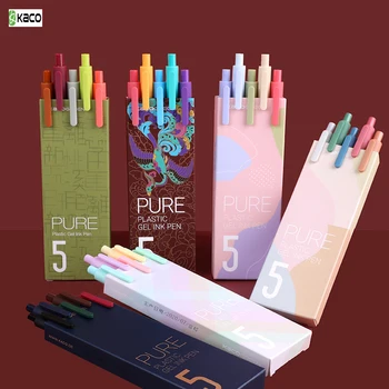 KACO Sign Pen Гелевая Ручка 0,5 мм Для Заправки Гладкими Чернилами Прочная Ручка Для Подписи 5 Цветов Винтажный Подарочный Набор Macarons