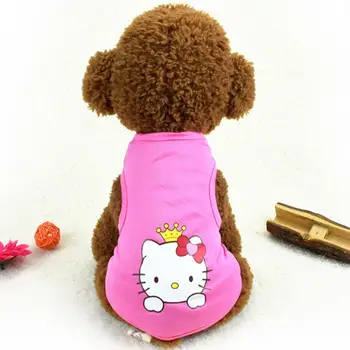 Kawaii Hello Kitty Одежда Для Домашних Животных Kuromi Pompompurin Мультфильм Тонкие Дышащие Летние Маленькие Собаки Щенок Кошка Чихуахуа Наряд Жилет