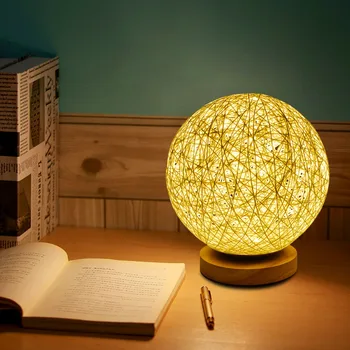 LIGINWAAT EU Plug, Плетеный светодиодный ночник, Прикроватная лампа с регулируемой яркостью для спальни, освещение в стиле деко, Креативные подарки детям на День рождения