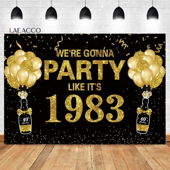 Laeacco Блестящие Золотые и черные воздушные шары 4050-я вечеринка Фото Фон Мужчины Женщины Портрет на День рождения Индивидуальный Фон для фотосъемки