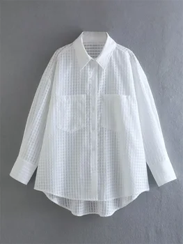 MESTTRAF Women 2023 Модные Белые Свободные рубашки большого размера, винтажные женские рубашки с отворотом с длинным рукавом, Блузки, Уличная одежда