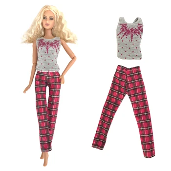 NK 1 ШТ. серая рубашка Fshion, красные брюки ручной работы, наряд для куклы 1/6, одежда для куклы Барби, аксессуары для детских игрушек